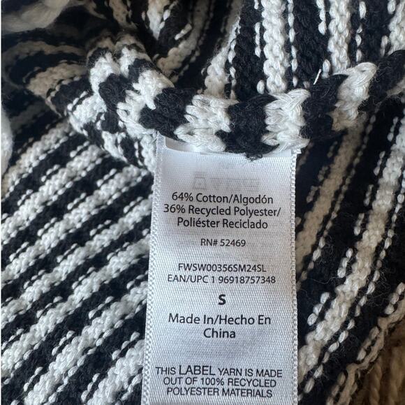 NWT Free Assembly | Black + White Striped Crochet Trim Cardigan | Size Small - Picture 7 of 9